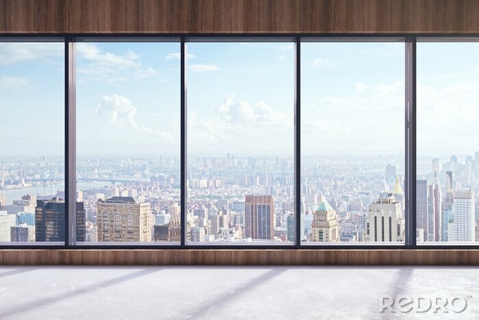Canvas Modern interieur met uitzicht op de stad
