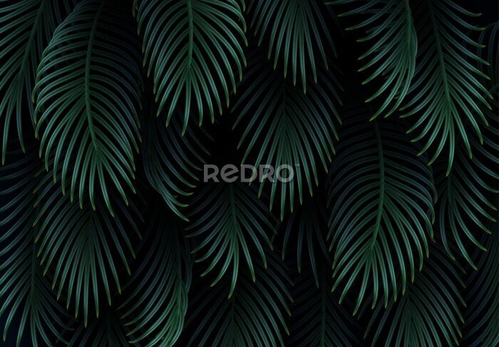 Canvas Modern ontwerp realistische tropische bladeren