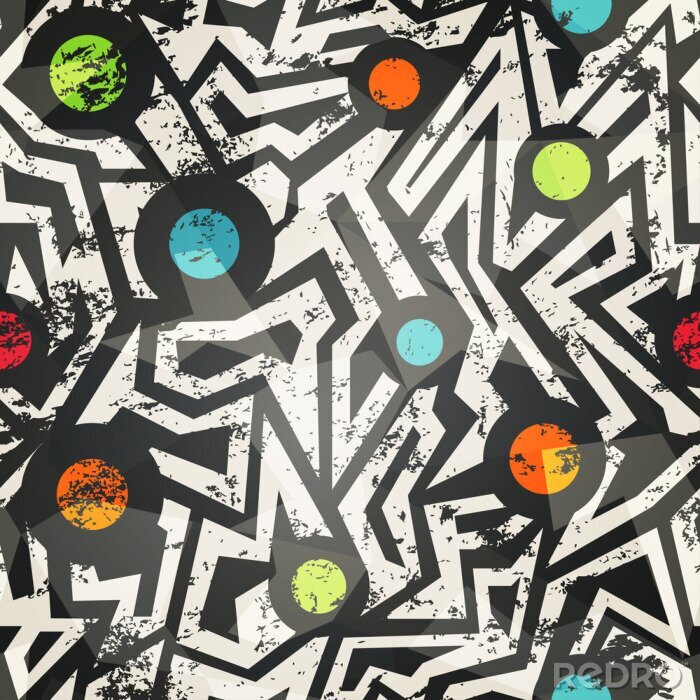 Canvas moderne geometrische naadloze patroon met grunge effect