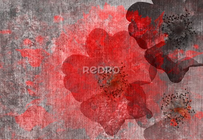 Canvas Moderne Grafische Digital Floral Art Design