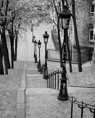 Canvas Montmartre trappen met lantaarns