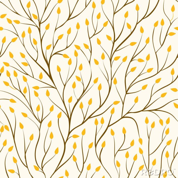 Canvas Mooi naadloos patroon met boomtakken en de herfst gele bladeren.