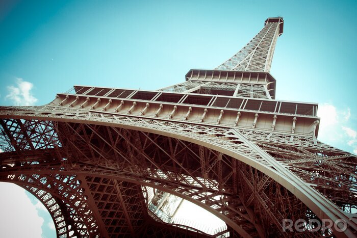 Canvas Mooie Eiffeltoren in Parijs Frankrijk met retro toon filter effect