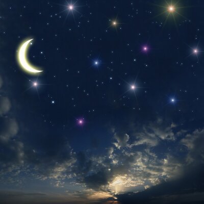 Canvas Mooie nachtelijke hemel met veel sterren