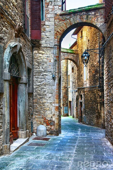 Canvas mooie oude straten van de Italiaanse middeleeuwse steden, Tody
