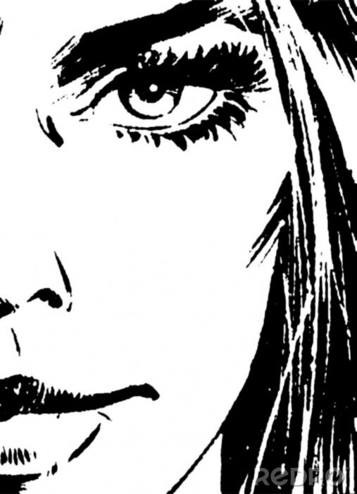 Canvas Mooie Vrouw Gezicht Vector 01