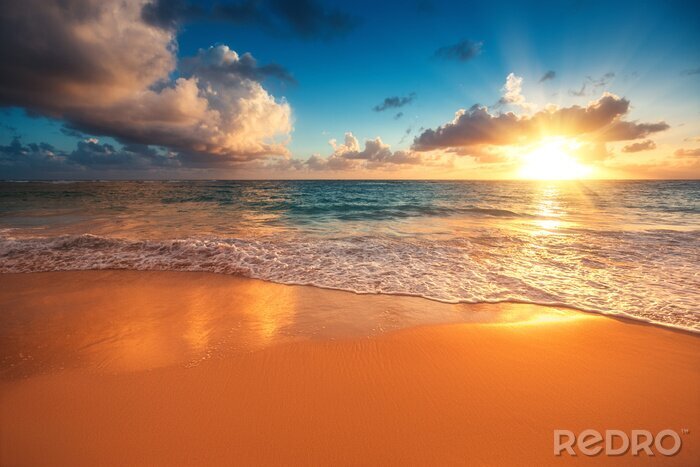 Canvas Mooie zonsopgang op het strand