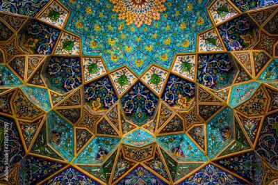Canvas moroccan mosaic decoration. Traditional Arabic Islamic motif Background. Mosque decoration element