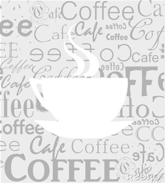 Canvas Motief van koffie en grijze letters