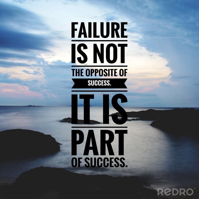 Canvas Motivational and inspirational quote - Failure is not the opposite of success. It is part of success.