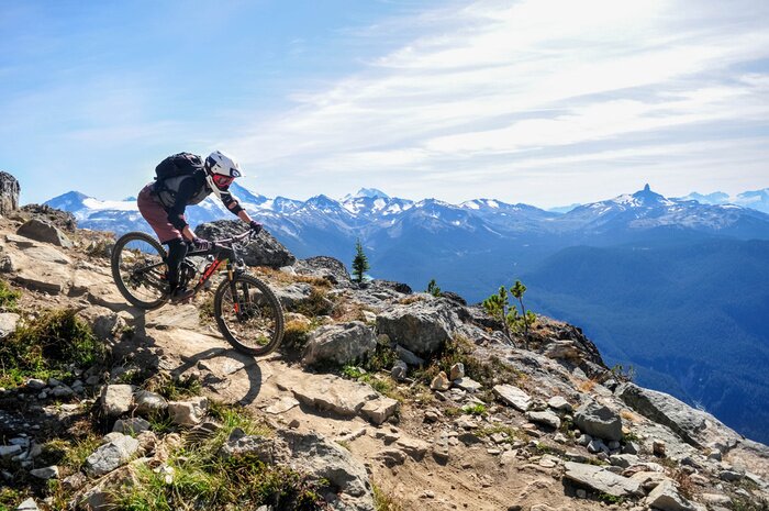 Canvas Mountainbiken in Whistler, British Columbia Canada - Top van de wereldroute in het Whistler mountainbike park - september 2017
