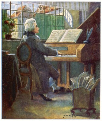 Canvas Mozart tijdens het componeren