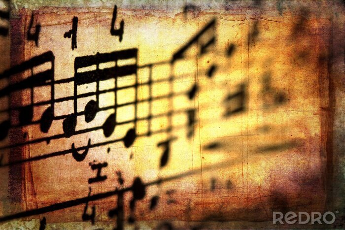 Canvas Muziek en noten in grunge stijl