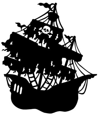 Mysterieuze piraten schip silhouette
