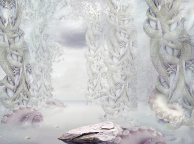 Canvas Mystery. Surrealistisch Mysterious White Forest