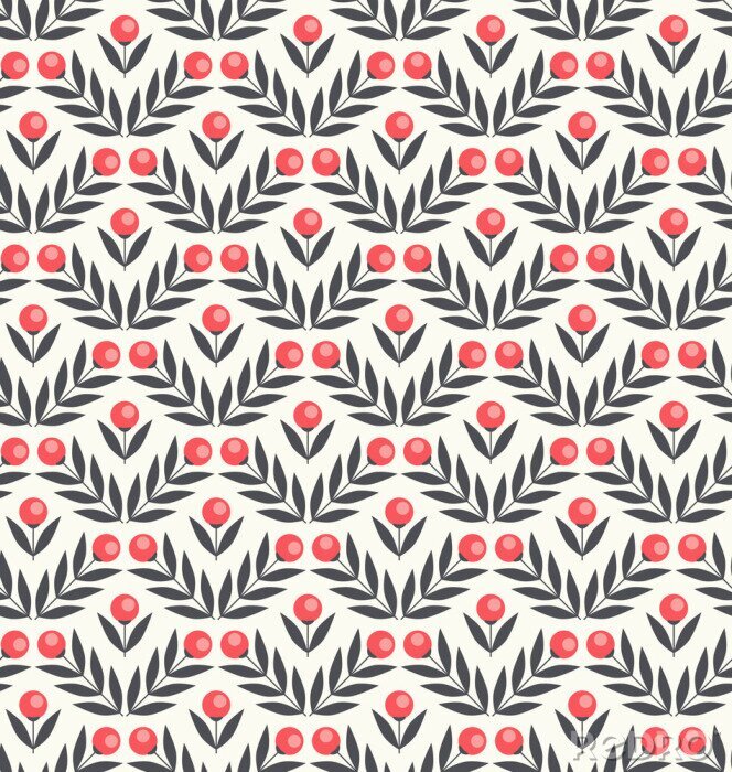 Canvas Naadloos patroon met abstracte bloemen en bladeren