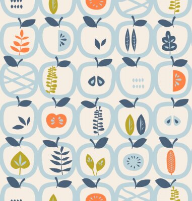 Naadloos patroon met appels en bladeren