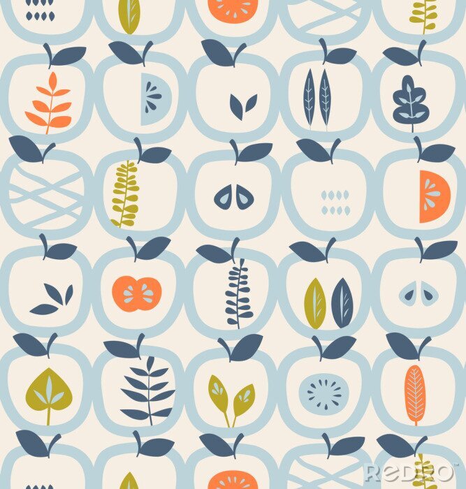 Canvas Naadloos patroon met appels en bladeren