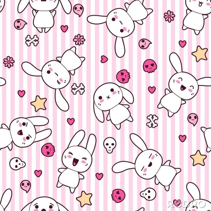 Canvas Naadloos patroon met doodle. Vector kawaiiillustratie.