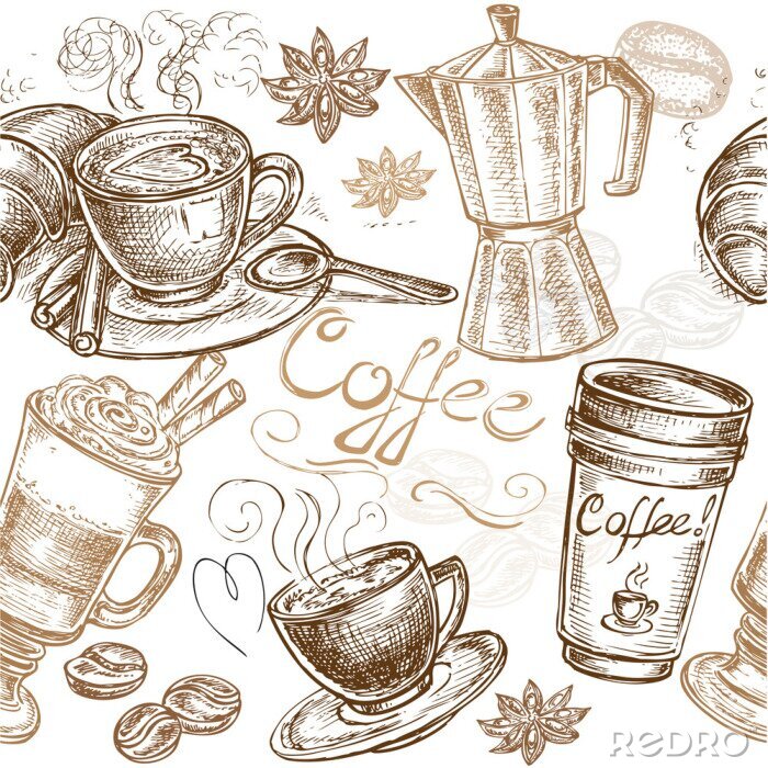 Canvas naadloze patroon van koffie