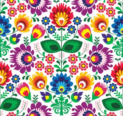 Naadloze traditionele bloemen polish patroon - etnische achtergrond