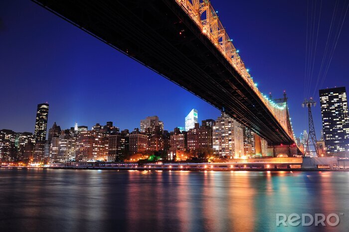 Canvas Nacht Manhattan en stadslichten