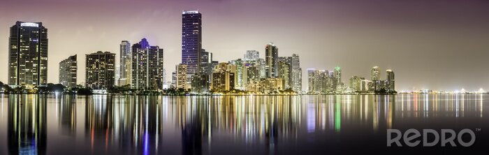 Canvas Nachtelijk skyline van Miami