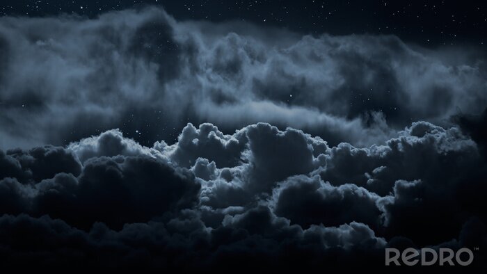 Canvas Nachtelijke hemel en wolken