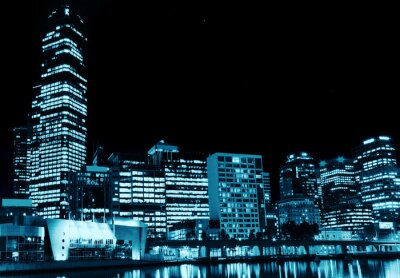 Nachtelijke panorama van de stad in Australië