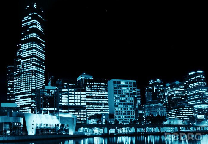 Canvas Nachtelijke panorama van de stad in Australië