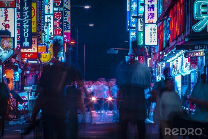 Canvas Nachtelijke straten van Tokio