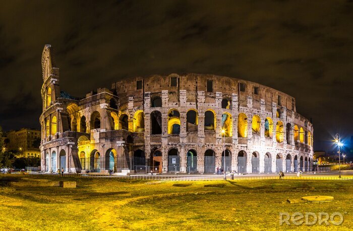 Canvas Nachtmening van Colosseum in Rome