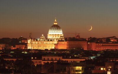 Canvas Nachtpanorama van Rome
