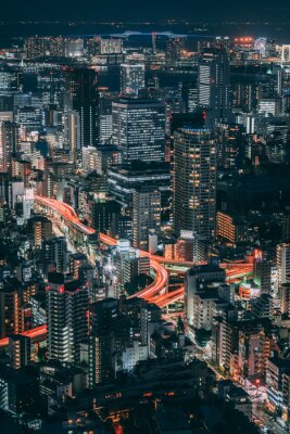 Canvas Nachtzicht op de stad Tokio
