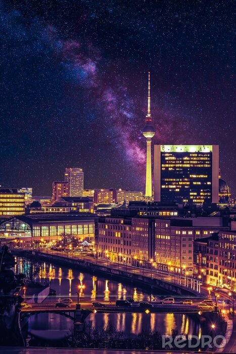 Canvas Nachtzicht van Berlijn