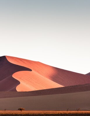 Canvas Namibwoestijn, zandduinen bij zonsondergang, Sossusvlei, Namibië, Afrika