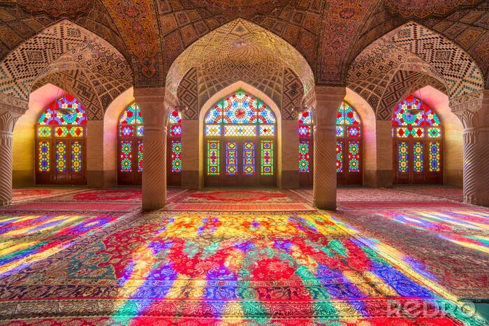 Canvas Nasir Al-Mulk moskee in Shiraz, Iran, ook wel bekend als Pink Mosque