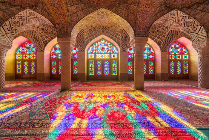 Canvas Nasir Al-Mulk moskee in Shiraz, Iran, ook wel bekend als Pink Mosque