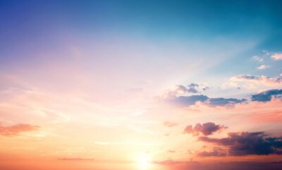 Canvas Natural background concept: Sunset blue sky and clouds backgrounds