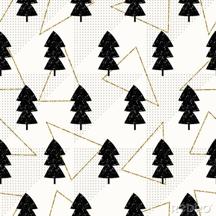 Canvas Natuur bos en driehoeken