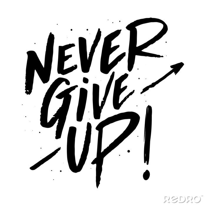Canvas Never give up lettering. Eps 10.
