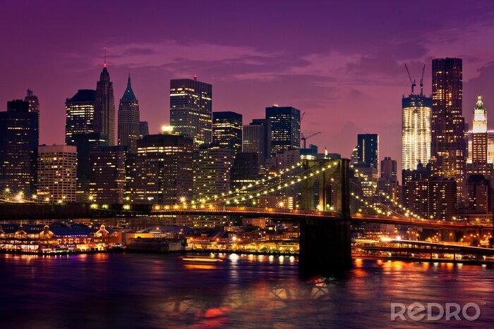 Canvas New York bij nacht in 3D