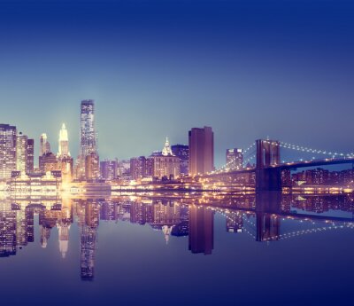 Canvas New York City Lights Scenic Bridgeview Concept