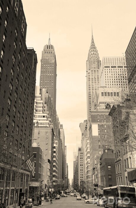 Canvas New York City Manhattan street view black and white
