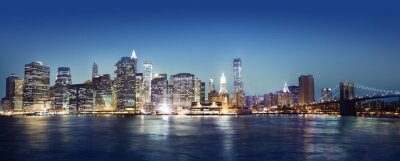New York City skyline tijdens de nacht