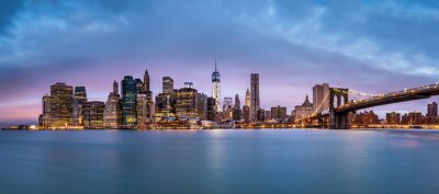 Canvas New York Financial District en de Lower Manhattan bij zonsopgang