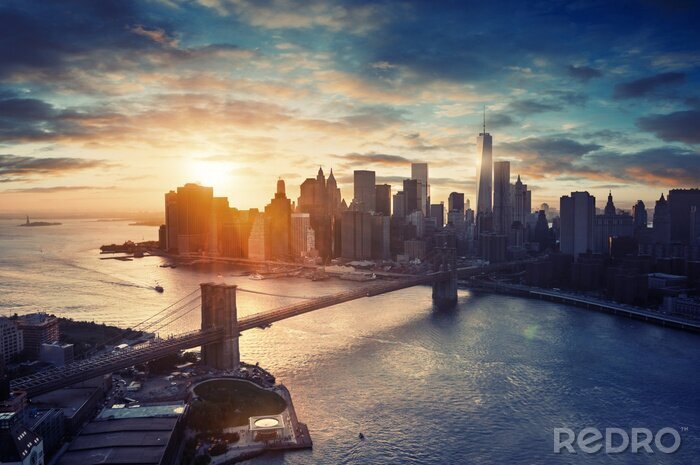 Canvas New York Manhattan van bovenaf