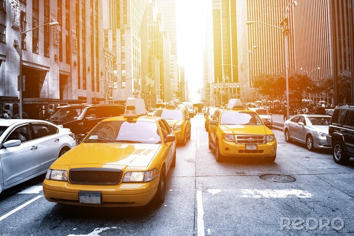 Canvas New York taxi in het zonlicht