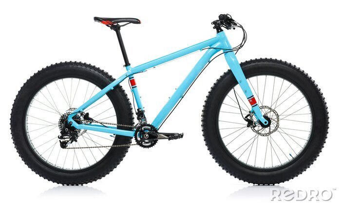 Canvas Nieuwe blauwe fiets die op een wit