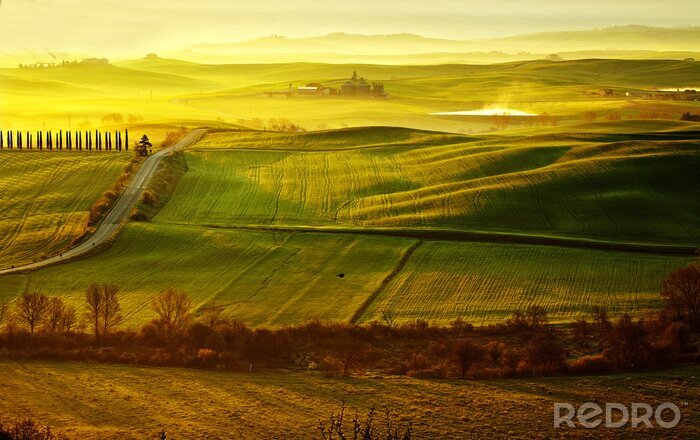 Canvas ochtend op het platteland in Toscane